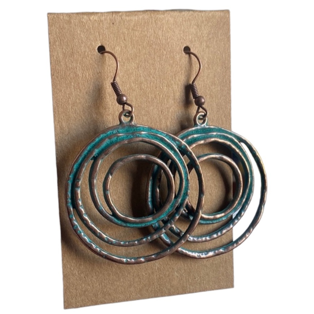 Boho Turquoise Drop Hoop Earrings